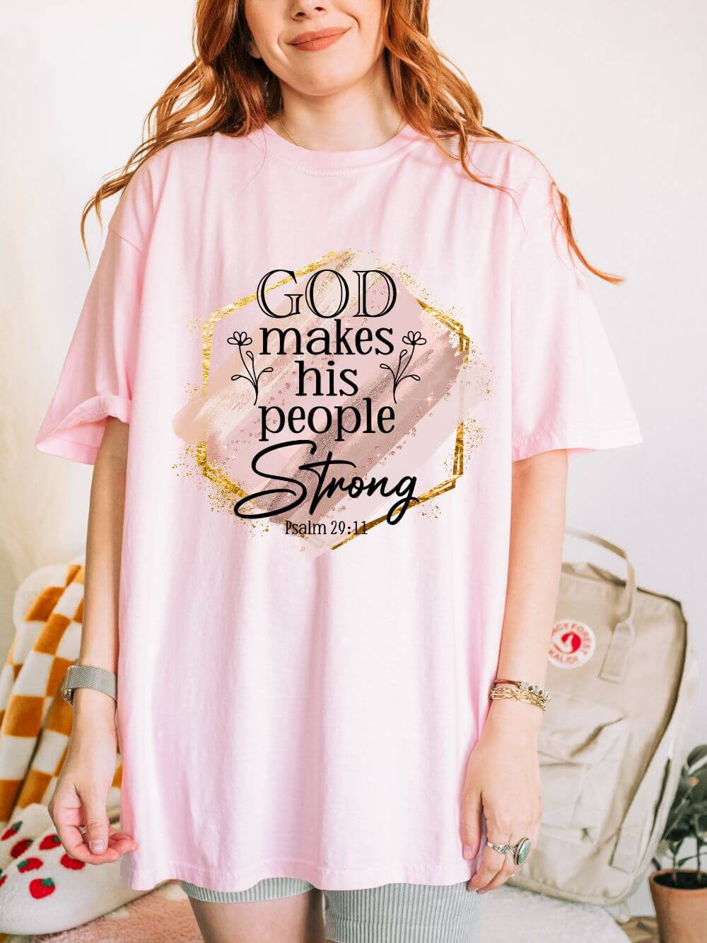 God Makes His People Strong Psalm 28:8 Christian Graphic T-Shirt Unisex Short Sleeve Tee - Sydney So Sweet