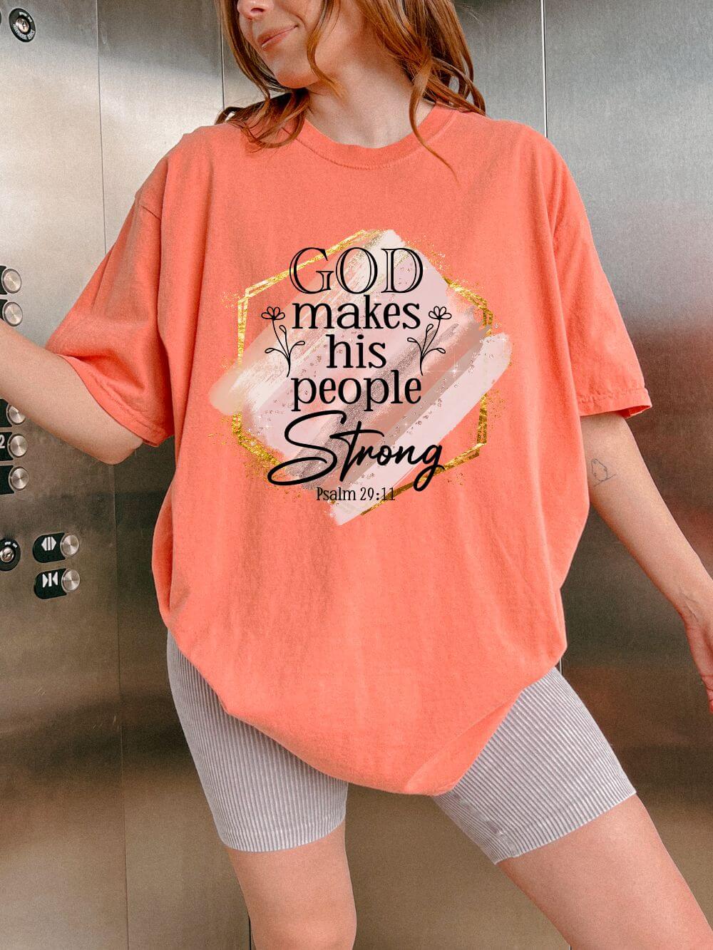God Makes His People Strong Psalm 28:8 Christian Graphic T-Shirt Unisex Short Sleeve Tee - Sydney So Sweet