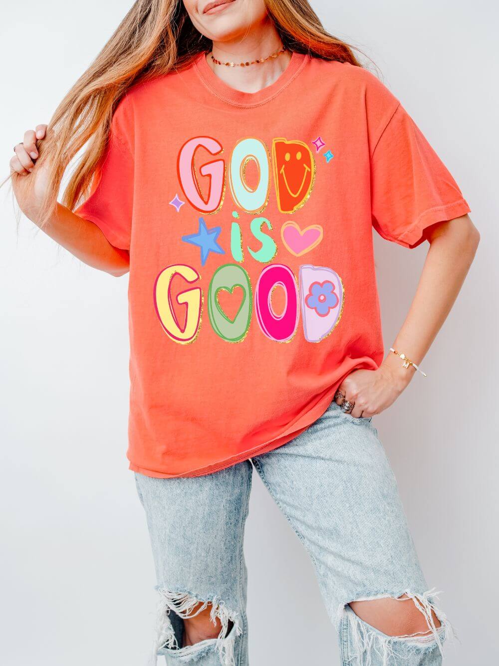 God Is Good T-Shirt Colorful Cute Faith Graphic Tee