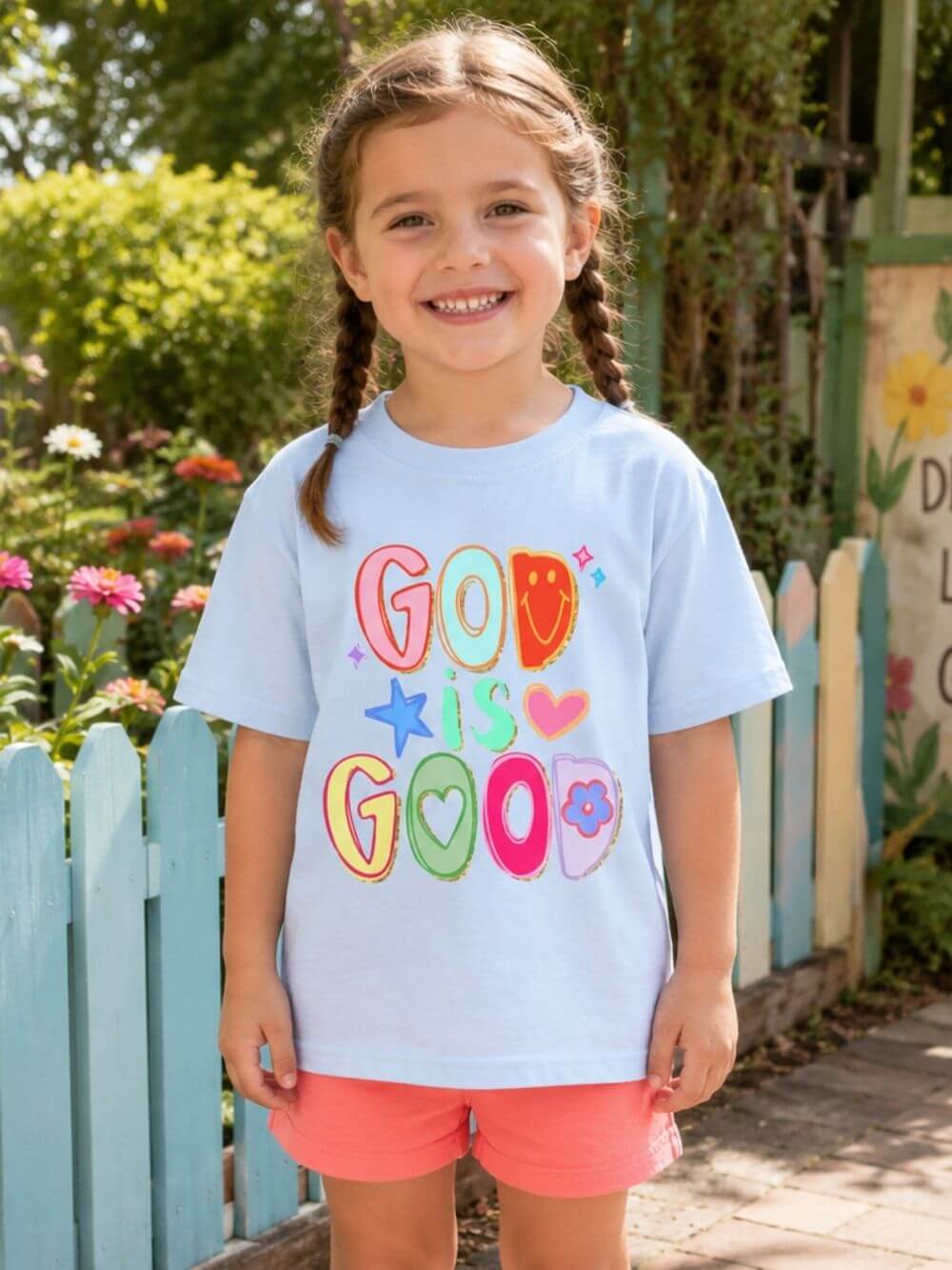 God Is Good Colorful Kids T-Shirt Youth Christian Faith Graphic Tee