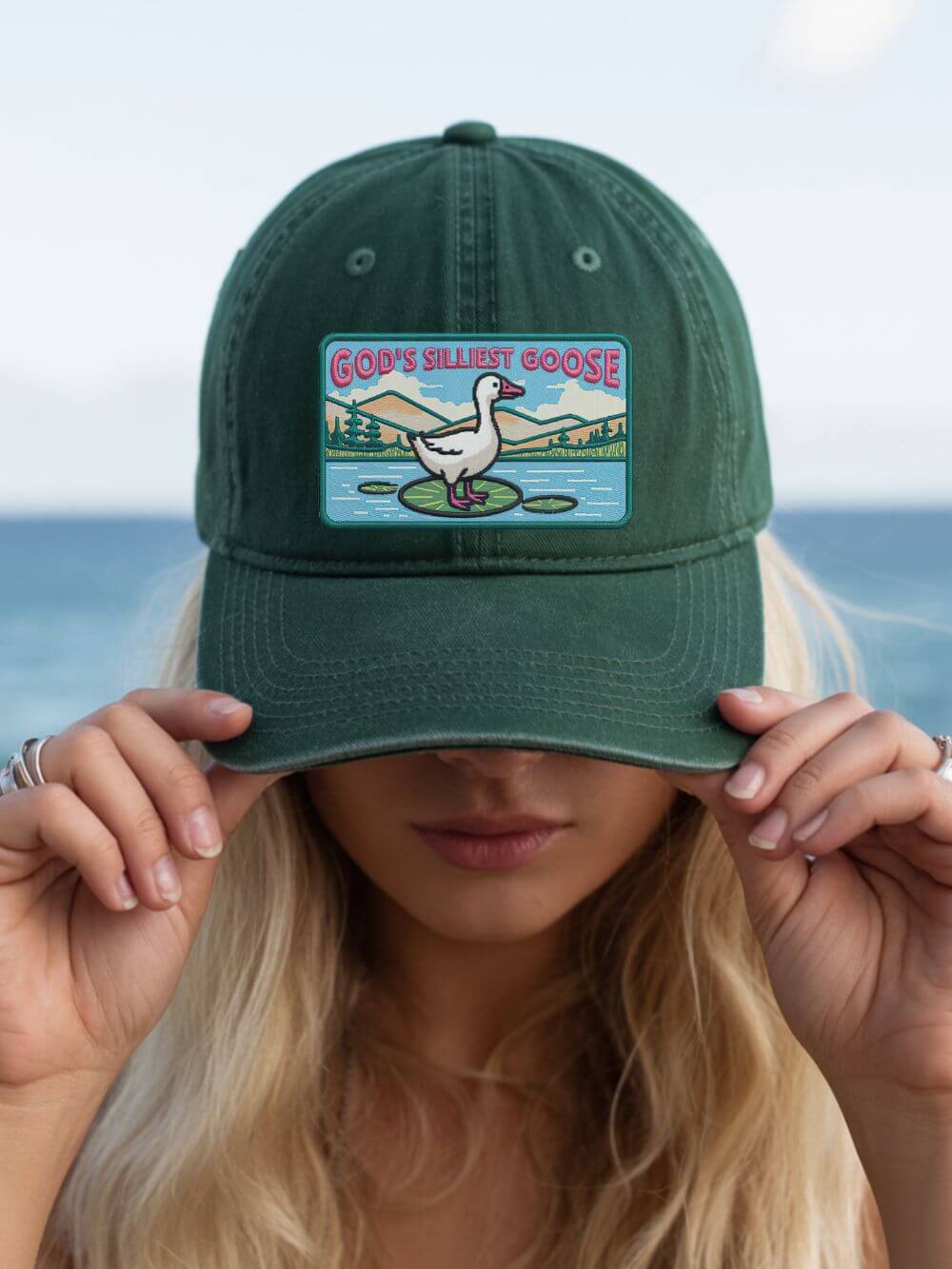 God's Silliest Goose Vintage Embroidered Patch Dad Hat