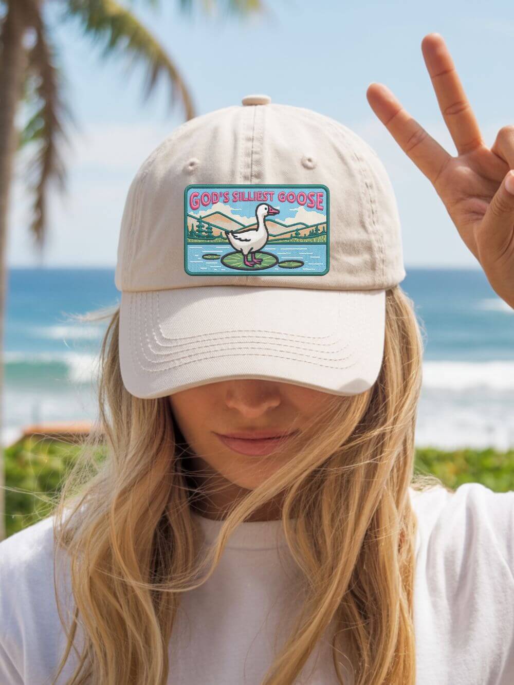 God's Silliest Goose Vintage Embroidered Patch Dad Hat