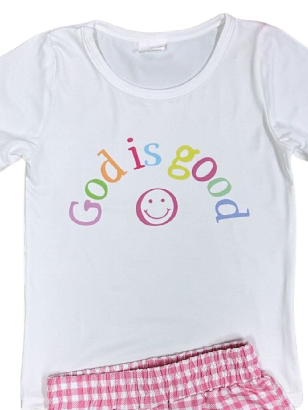 God is Good Girls Hot Pink Gingham Plaid Shorts Set - Sydney So Sweet