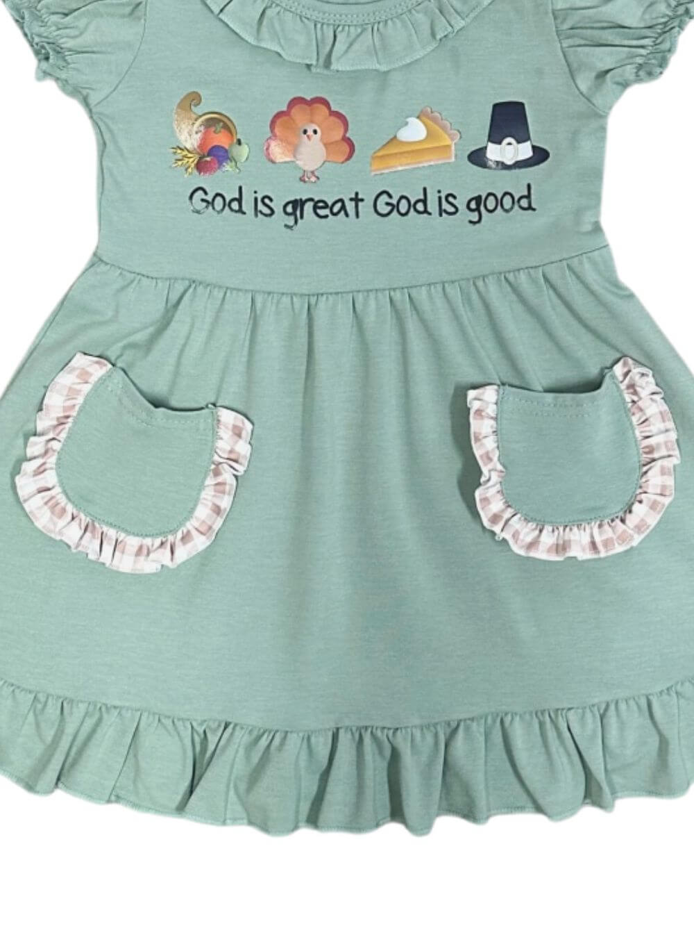 God is Great Girls & Baby Puff Sleeve Thanksgiving Dress - Sydney So Sweet