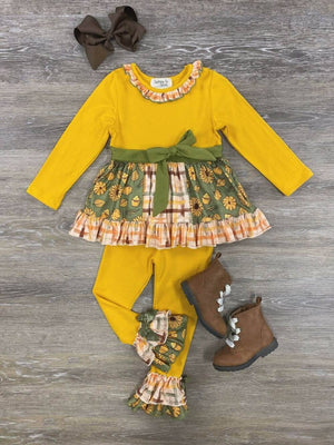 Golden Girl Fall Plaid Tunic Girls Outfit - Sydney So Sweet