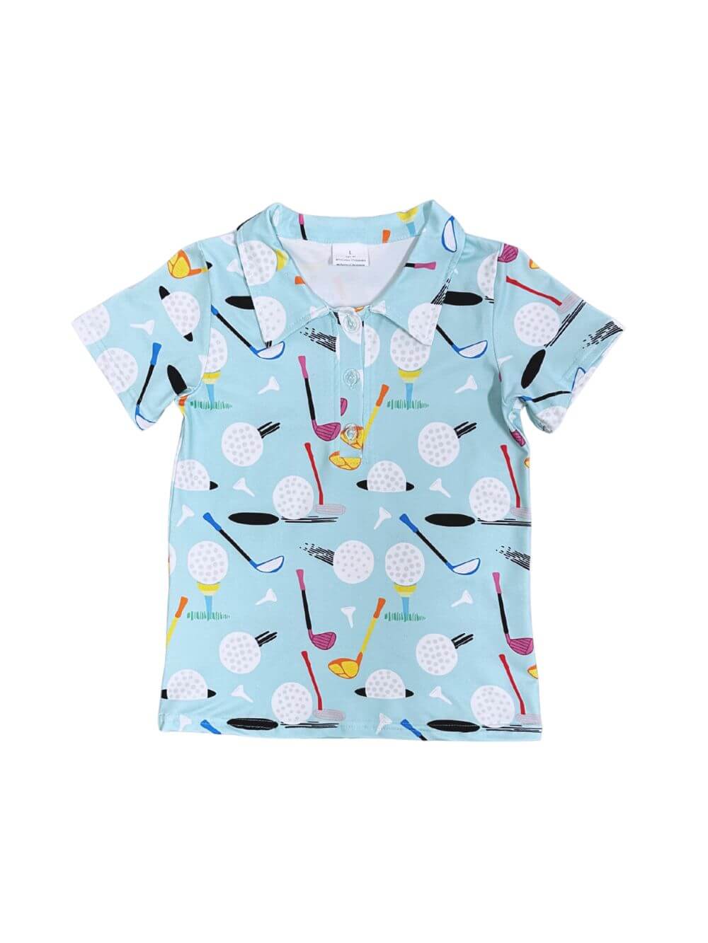 Golf Print Boys Blue Polo Shirt for Back to School and Everyday - Sydney So Sweet