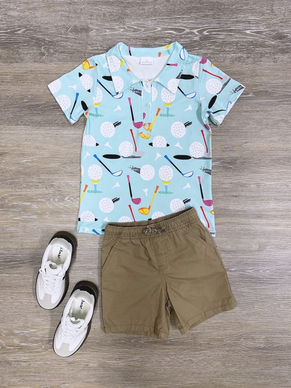 Golf Print Boys Blue Polo Shirt for Back to School and Everyday - Sydney So Sweet