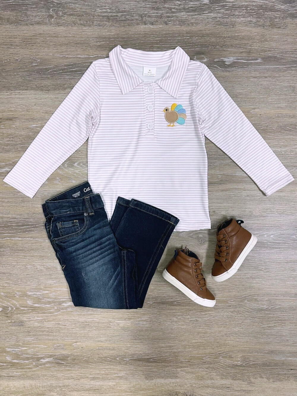 Grateful Guy Boys Thankgiving Long Sleeve Polo - Sydney So Sweet