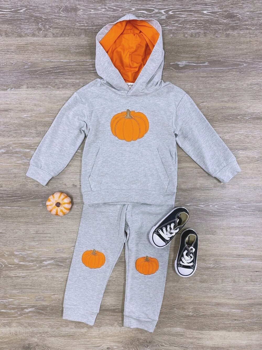 Gray Pumpkin Hooded Jogger Lounge Set - Sydney So Sweet