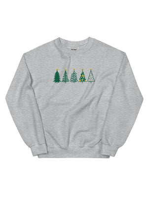 Green & Gold Christmas Trees Heavy Blend Women's Crewneck Embroidered Sweatshirt - Sydney So Sweet