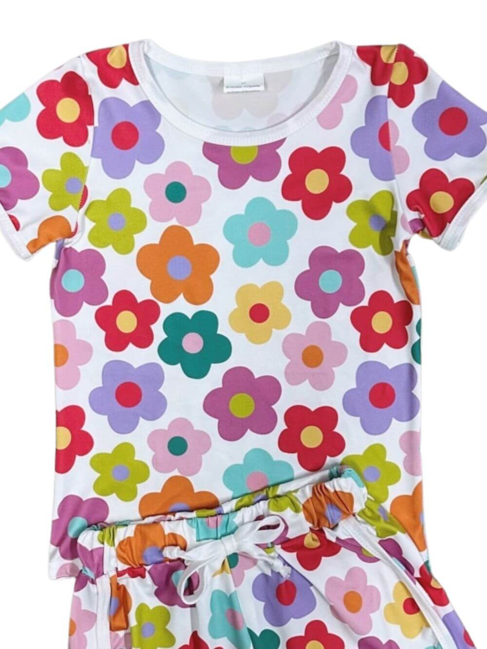 Groovy Garden Bright Summer Floral Girls Shorts Outfit