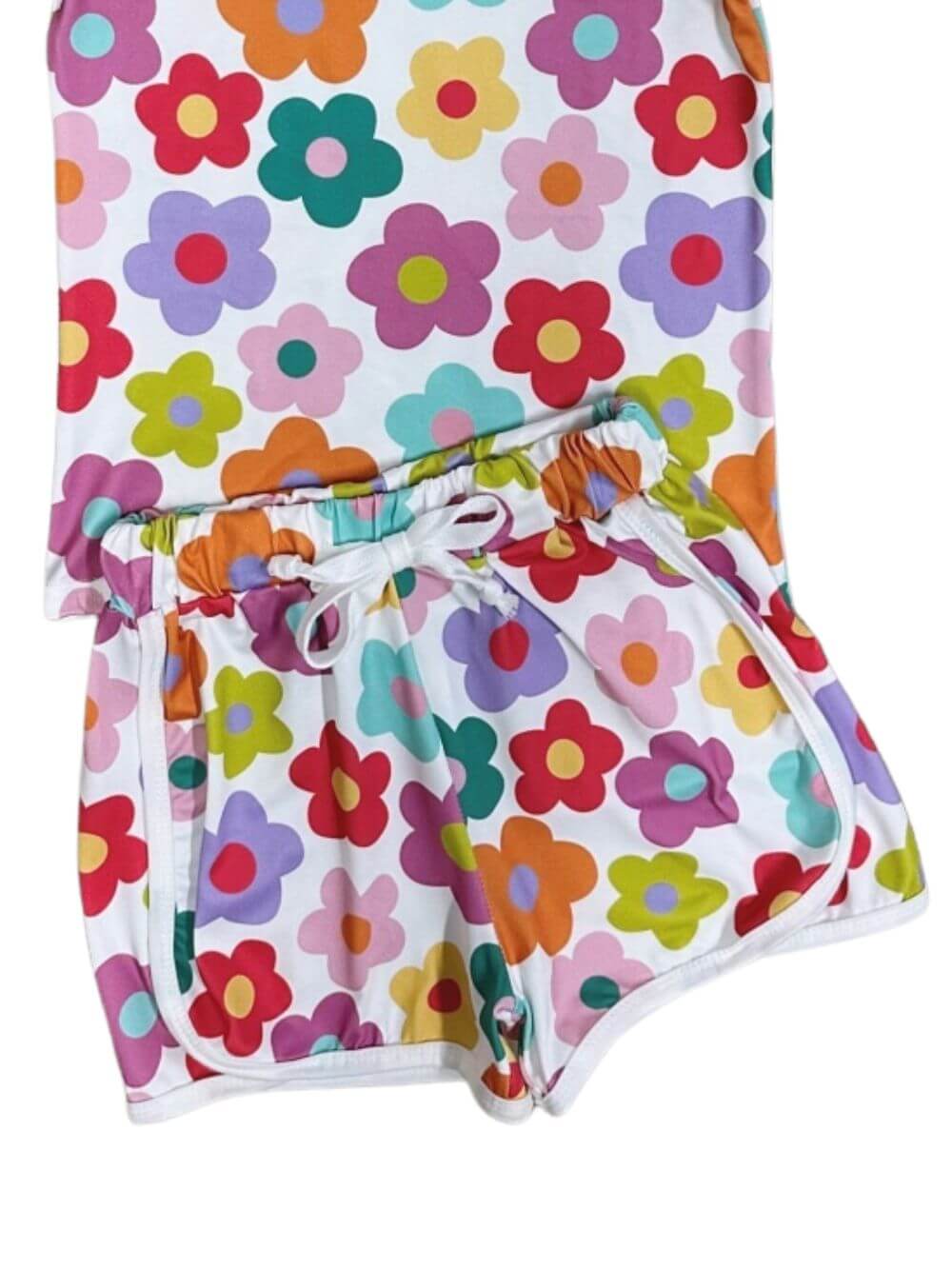 Groovy Garden Bright Summer Floral Girls Shorts Outfit