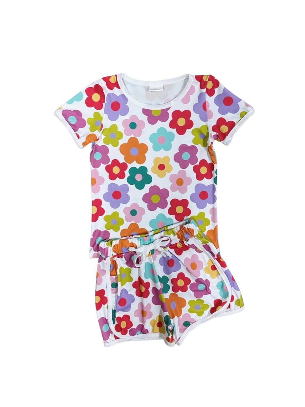 Groovy Garden Bright Summer Floral Girls Shorts Outfit