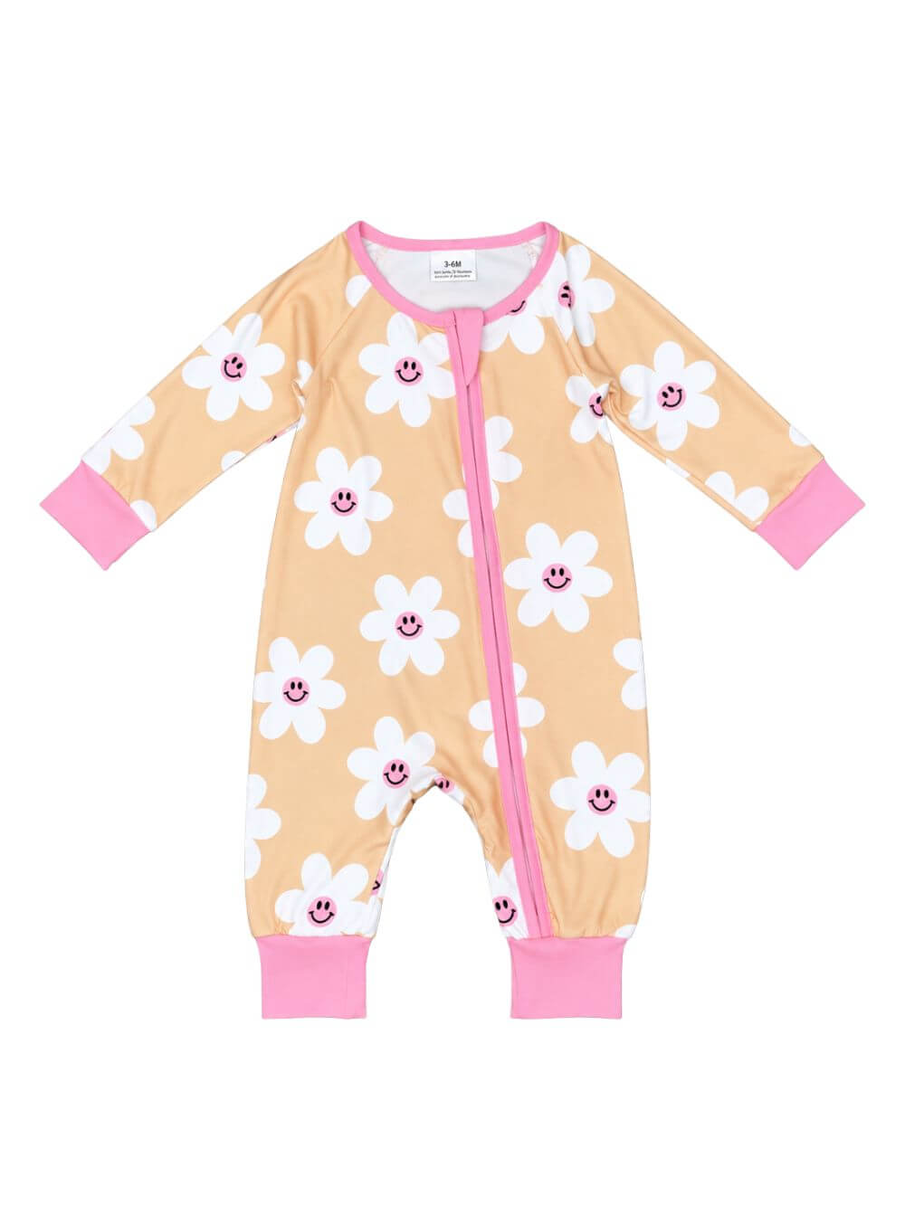 Groovy Retro Daisy Baby Zip Up Baby Romper