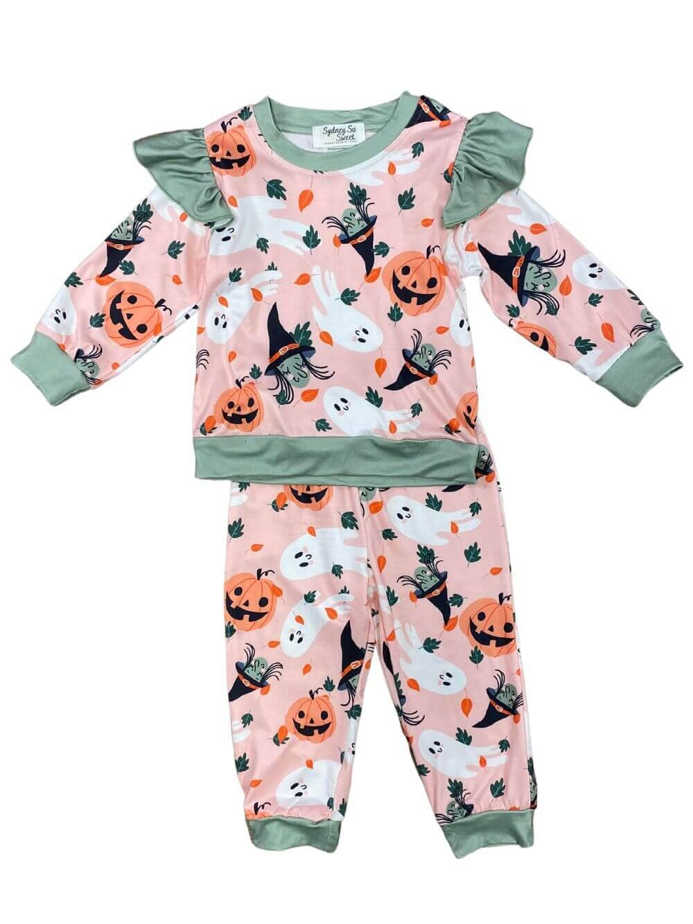 Halloween Characters Girls Pink & Green Lounge Set - Sydney So Sweet