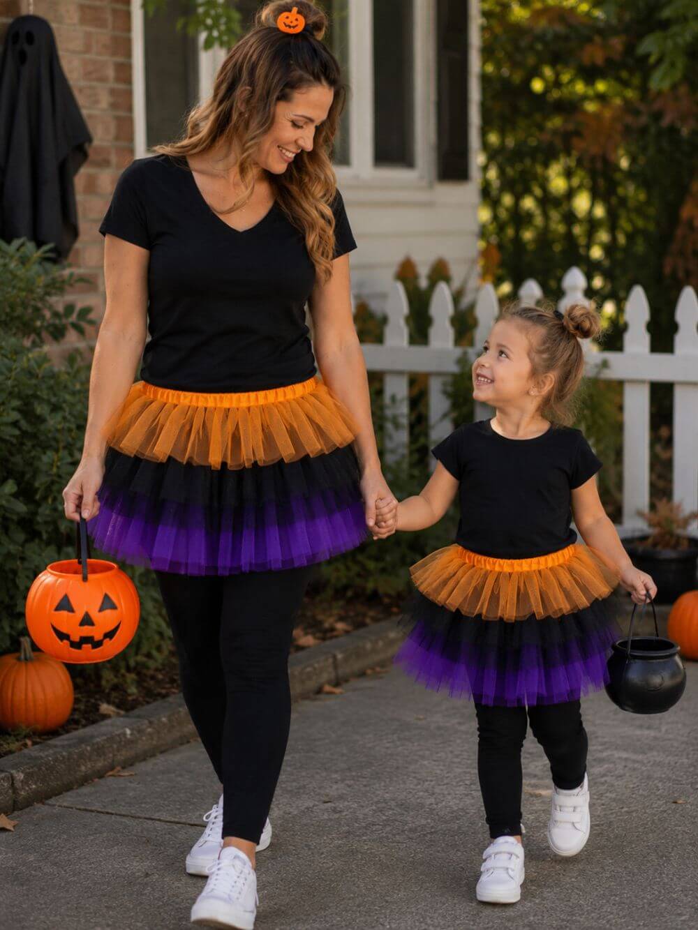 Orange, Black & Purple 6 Layer Tutu Skirt Costume for Girls, Women, Plus