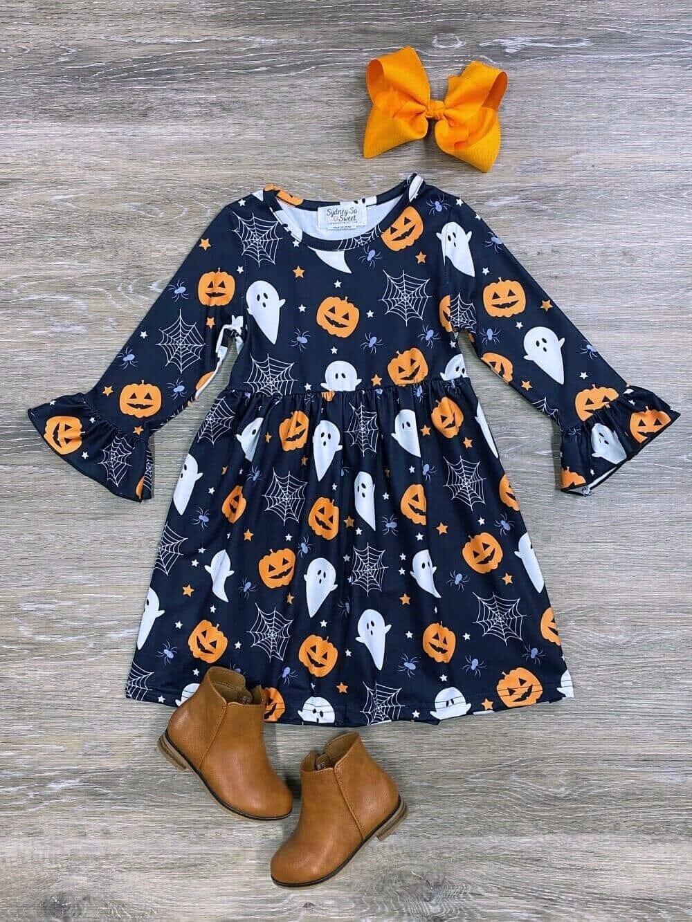 Halloween Night Flare Sleeve Girls Dress - Sydney So Sweet