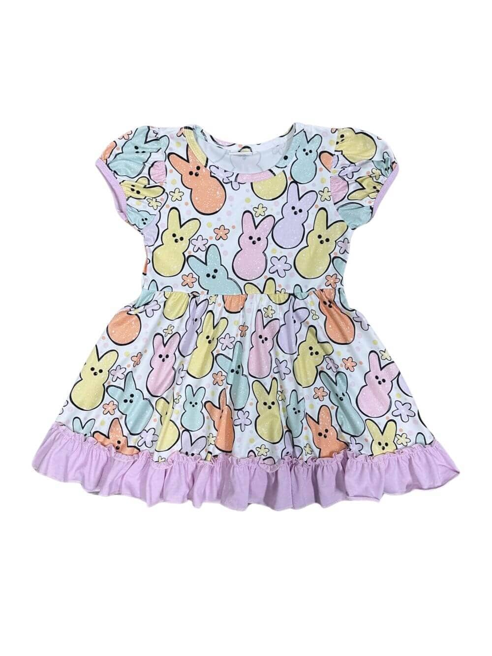 Hanging with My Peeps Ruffle Trim Short Sleeve Easter Dress - Sydney So Sweet