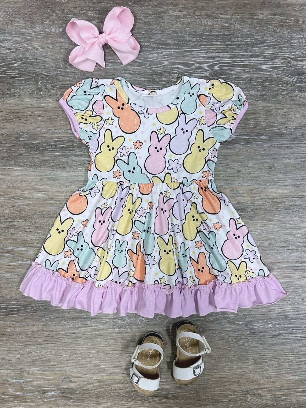 Hanging with My Peeps Ruffle Trim Short Sleeve Easter Dress - Sydney So Sweet