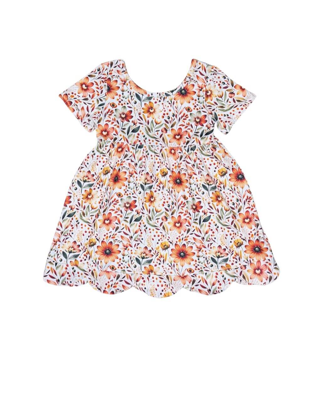 Harvest Blooms Girls Scalloped Dress
