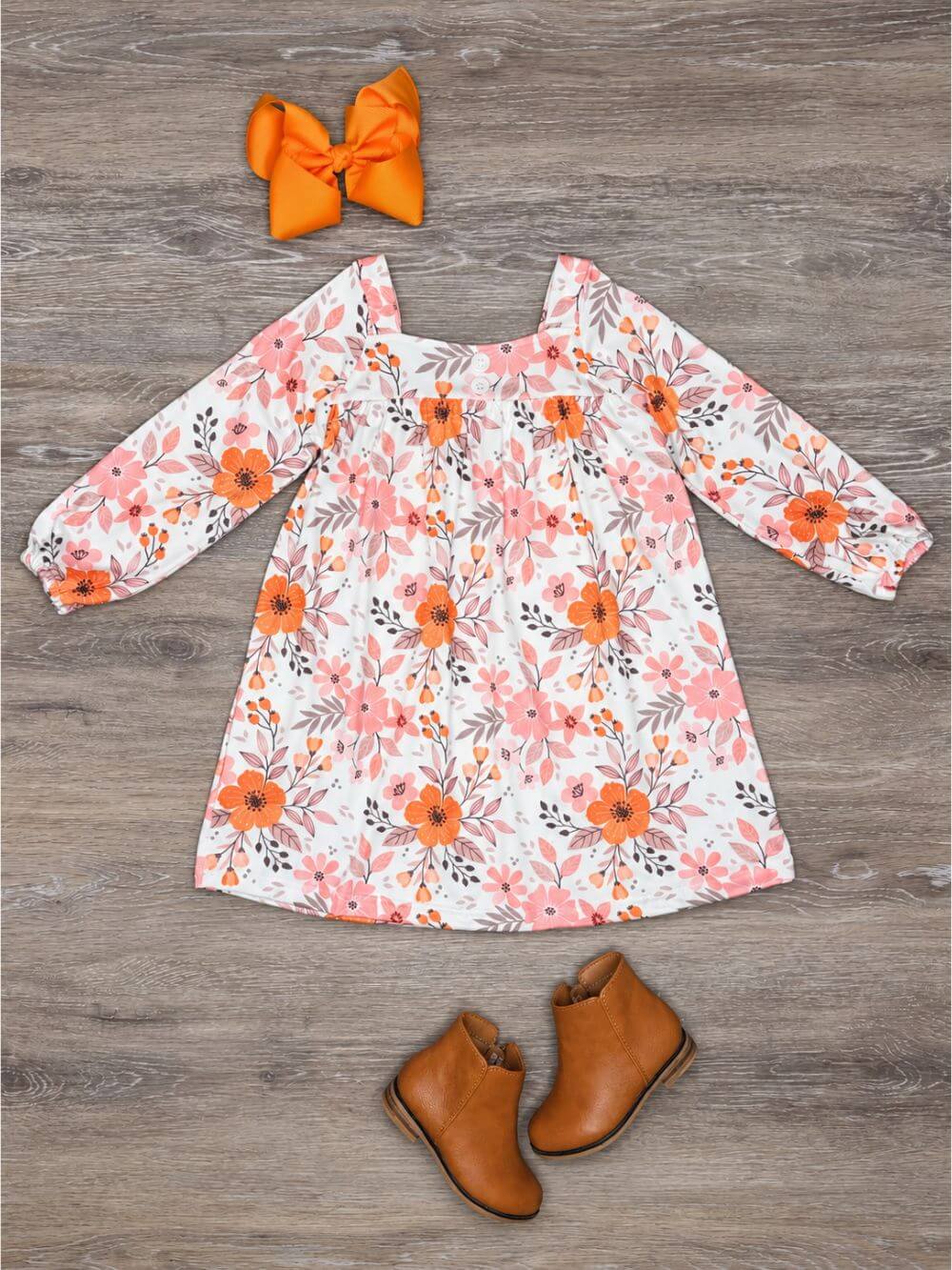 Harvest Poppies Girls Floral Fall Dress