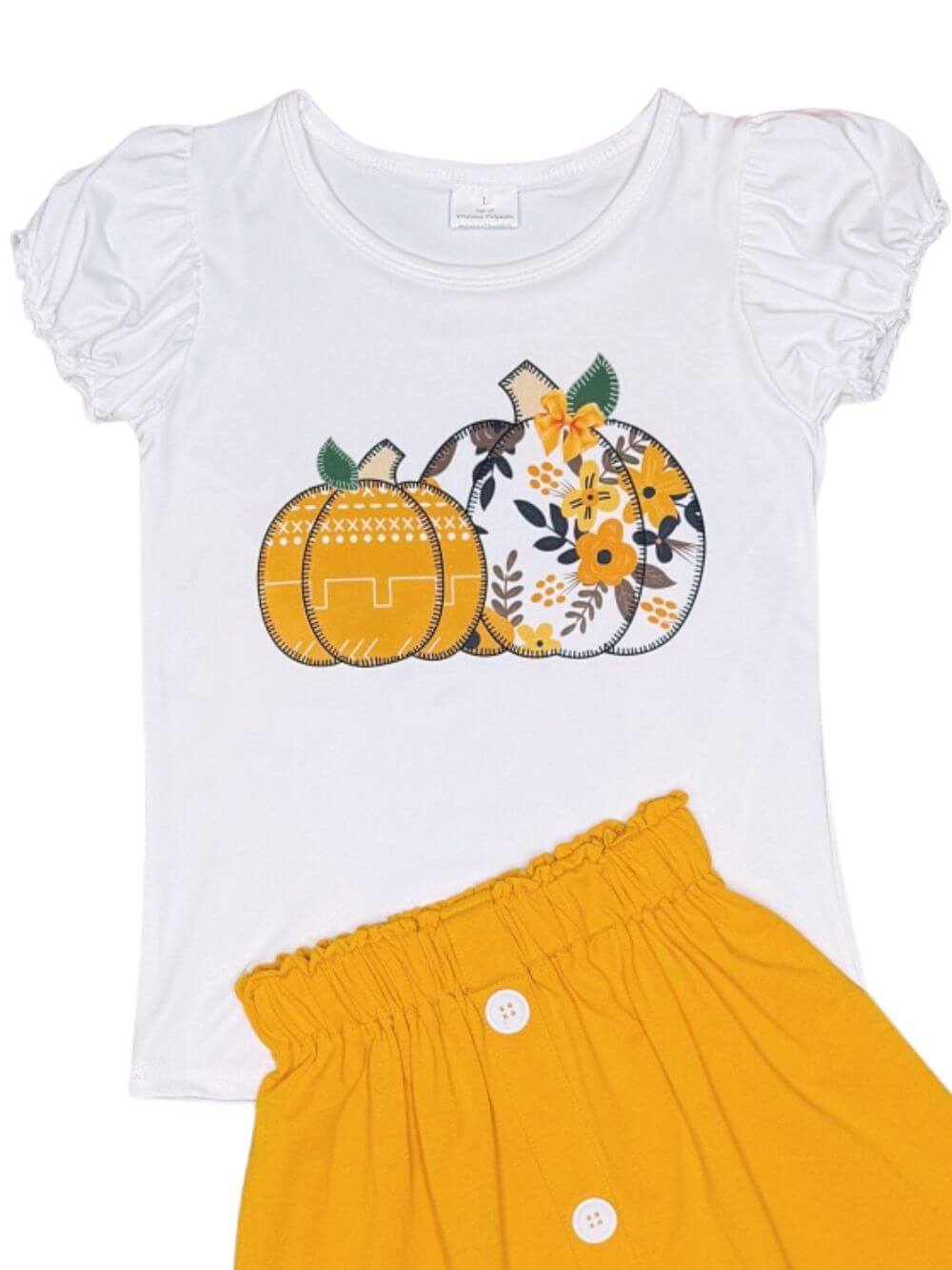 Harvest Pumpkin Floral Girls Skirt Outfit