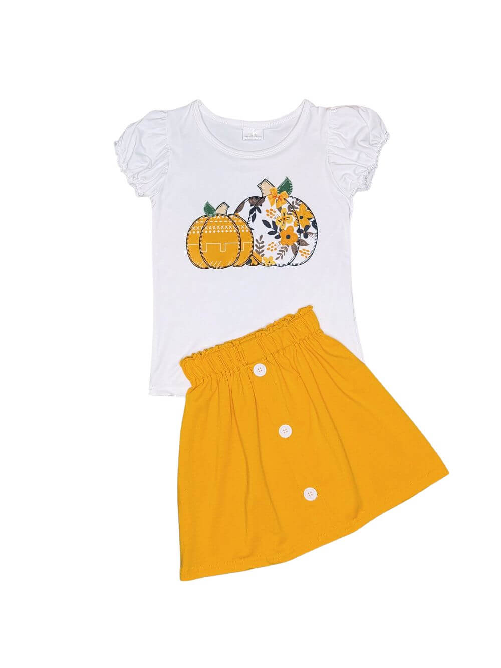 Harvest Pumpkin Floral Girls Skirt Outfit