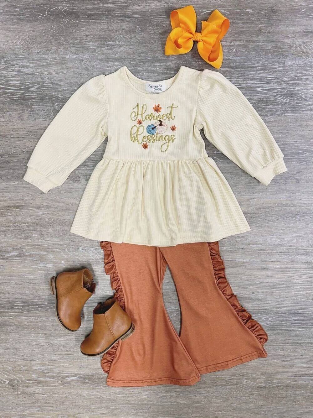 Harvest Blessings Girls Tunic Top & Bell Bottoms Outfit - Sydney So Sweet