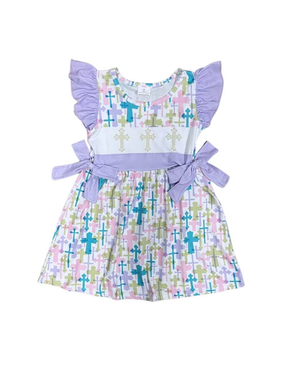 He Lives Girls Purple Ruffle & Bow Easter Cross Dress - Sydney So Sweet