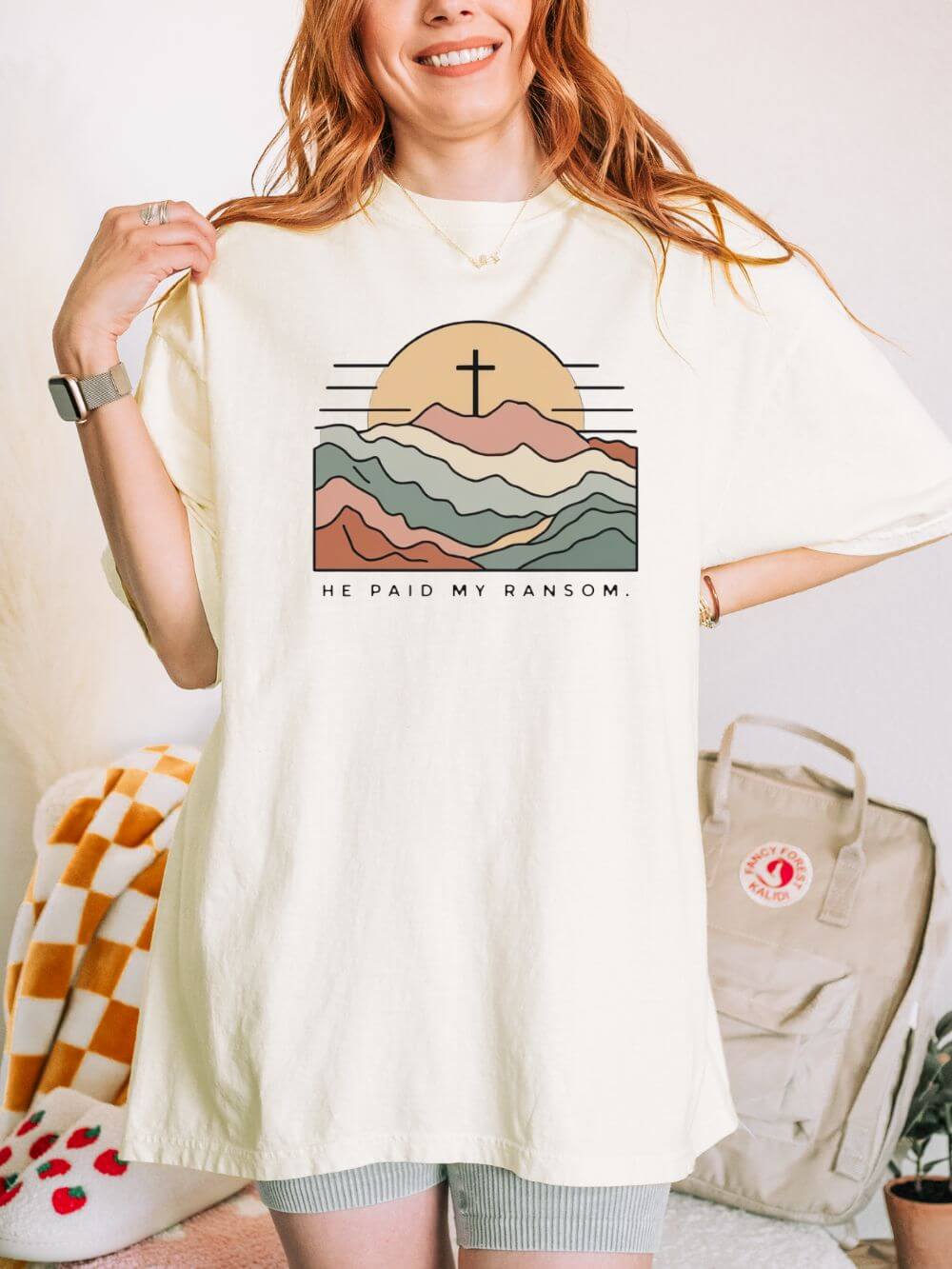He Paid My Ransom Christian Mountain Cross Graphic T-Shirt Unisex Tee