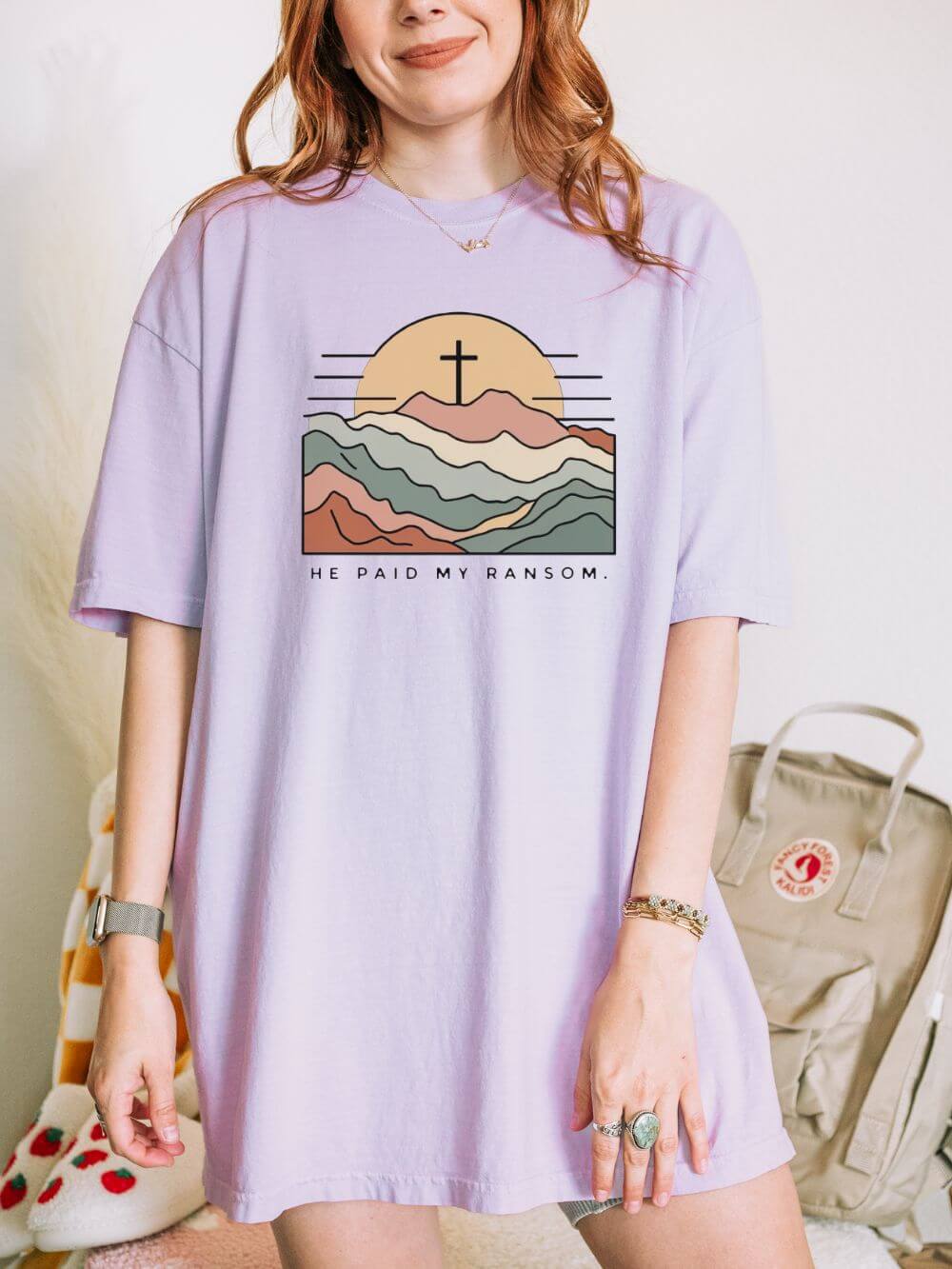 He Paid My Ransom Christian Mountain Cross Graphic T-Shirt Unisex Tee