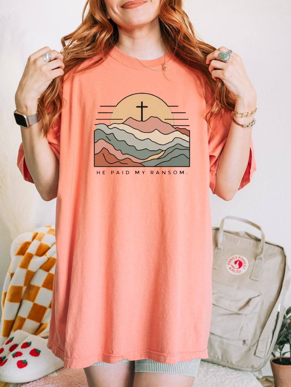 He Paid My Ransom Christian Mountain Cross Graphic T-Shirt Unisex Tee