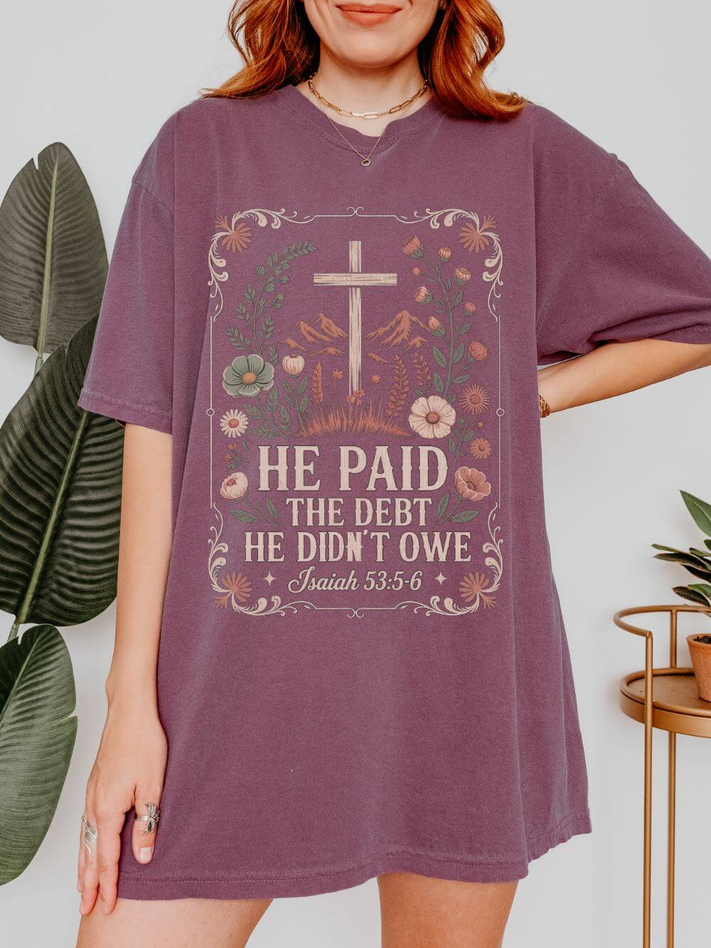 He Paid the Debt He Didn't Owe Christian Church Cross T‑Shirt Unisex Distressed Tee