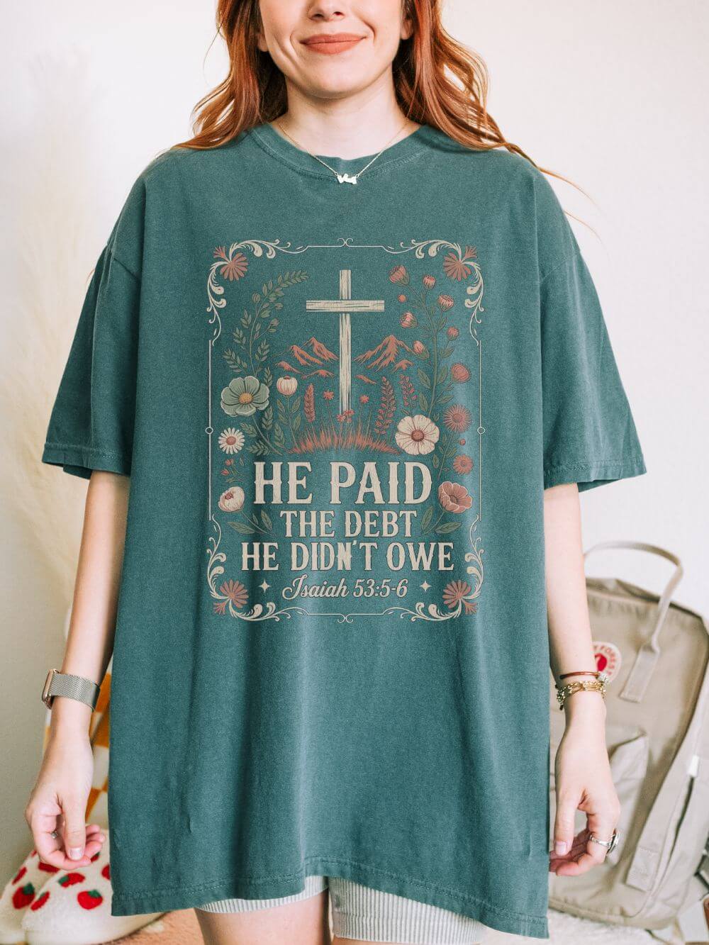 He Paid the Debt He Didn't Owe Christian Church Cross T‑Shirt Unisex Distressed Tee