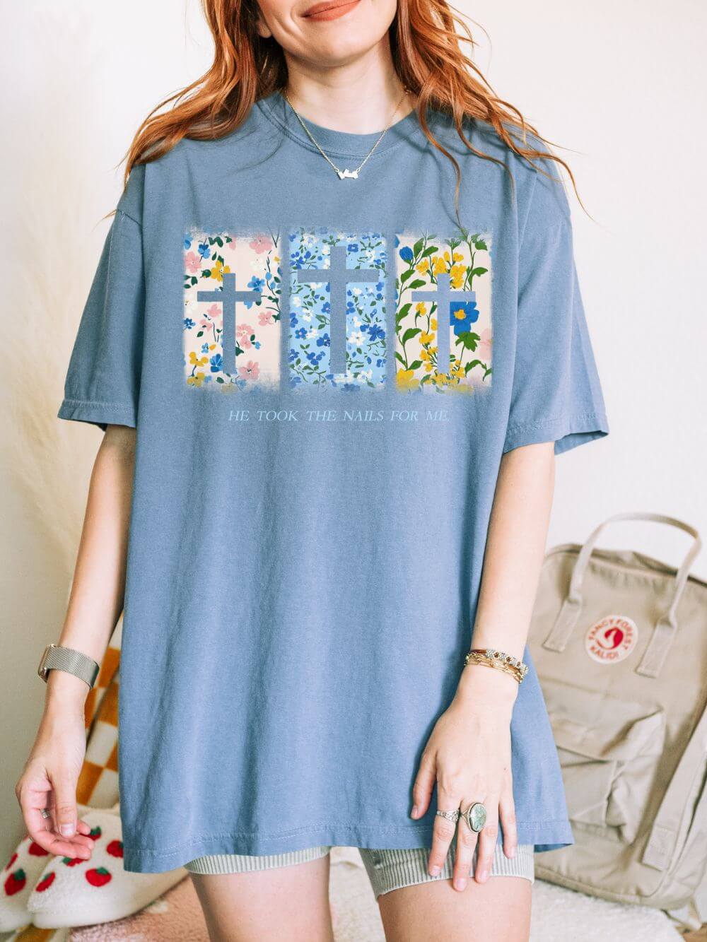 He Took the Nails for Me Floral Hope T-Shirt Christian Graphic Unisex Easter Tee