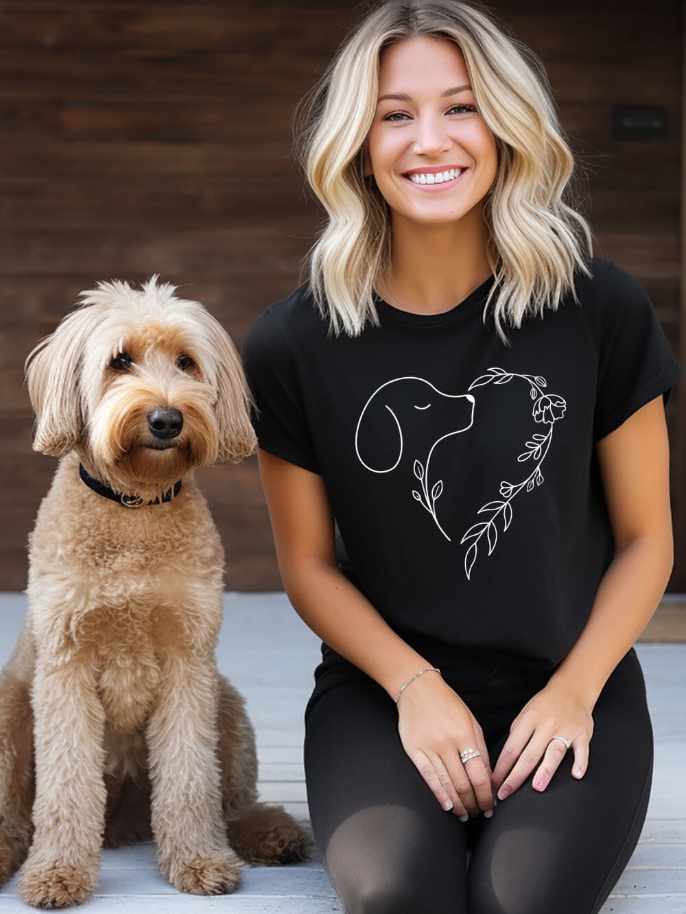 Heart Dog Line Drawing Dog Mom Valentine's Day Short Sleeve Graphic T-Shirt - Sydney So Sweet