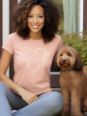 Heart Dog Line Drawing Dog Mom Valentine's Day Short Sleeve Graphic T-Shirt - Sydney So Sweet