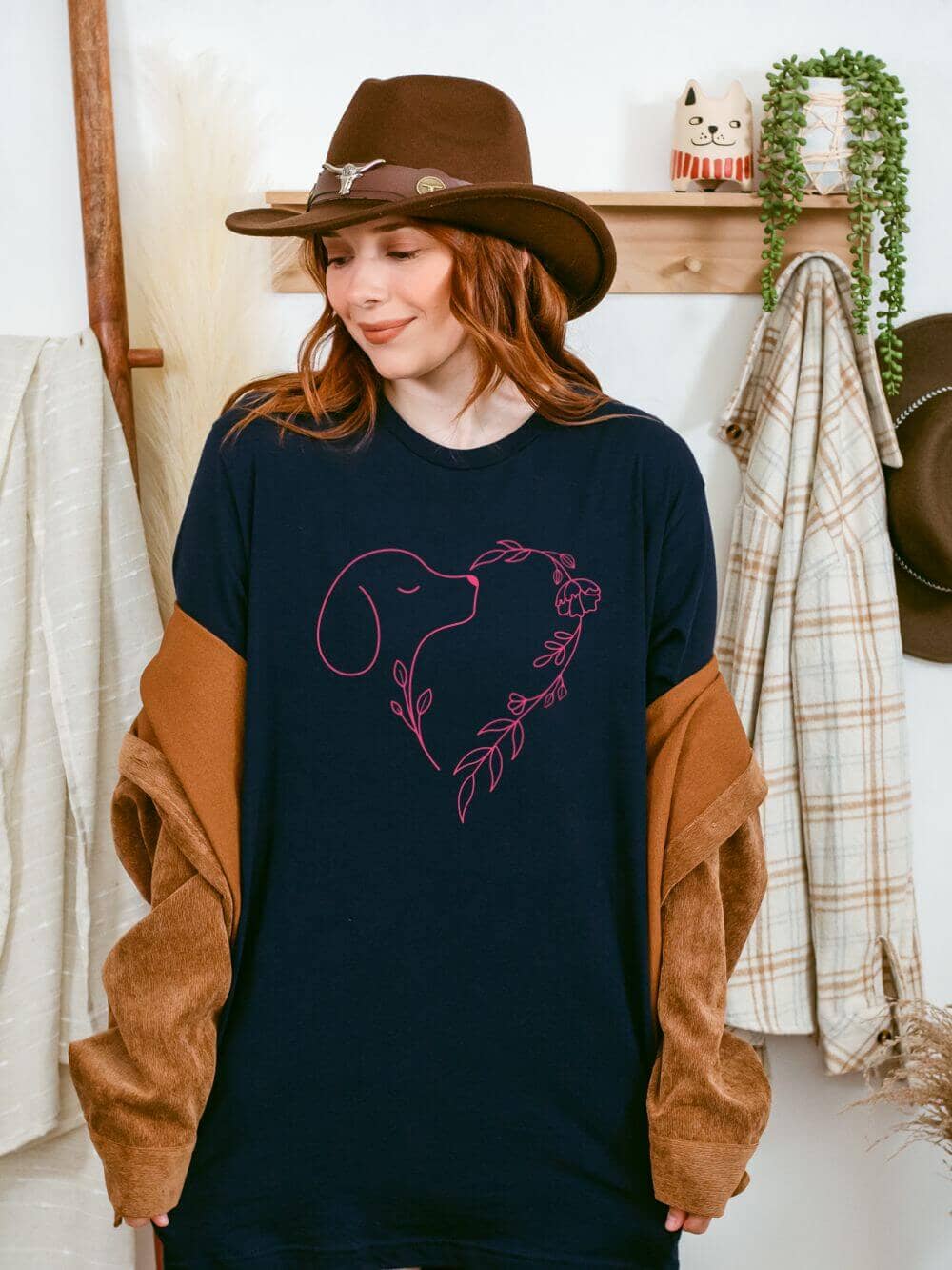 Heart Dog Line Drawing Dog Mom Valentine's Day Short Sleeve Graphic T-Shirt - Sydney So Sweet