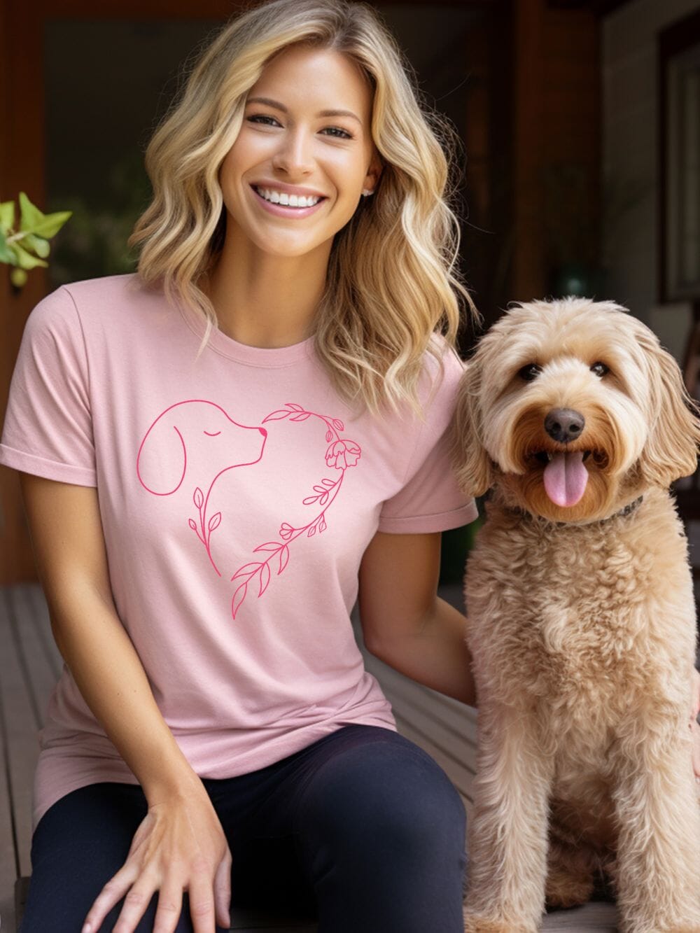 Heart Dog Line Drawing Dog Mom Valentine's Day Short Sleeve Graphic T-Shirt - Sydney So Sweet