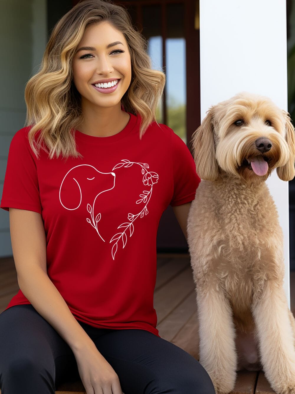 Heart Dog Line Drawing Dog Mom Valentine's Day Short Sleeve Graphic T-Shirt - Sydney So Sweet