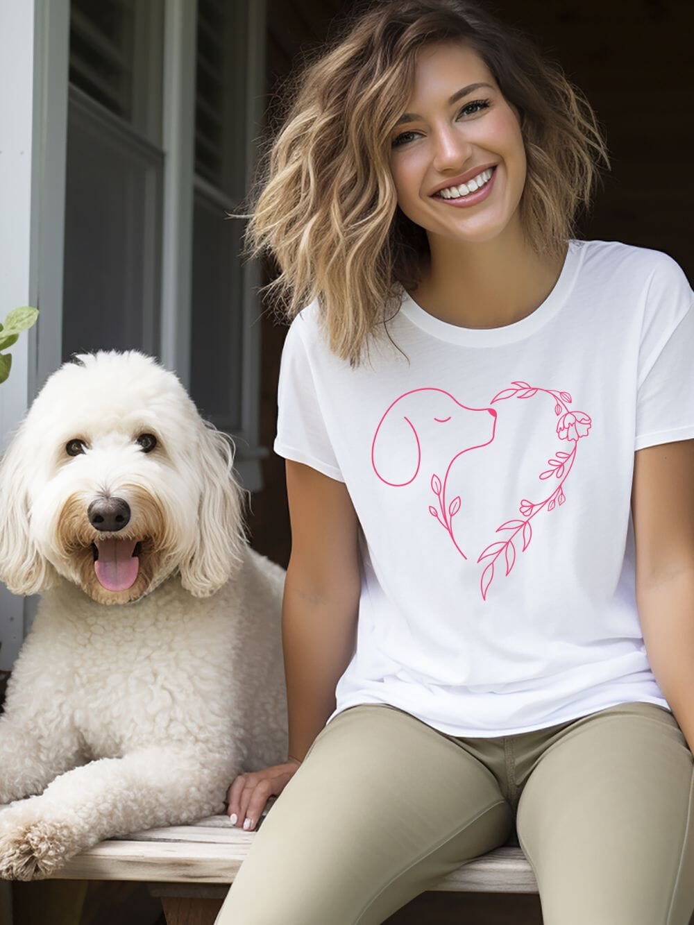 Heart Dog Line Drawing Dog Mom Valentine's Day Short Sleeve Graphic T-Shirt - Sydney So Sweet