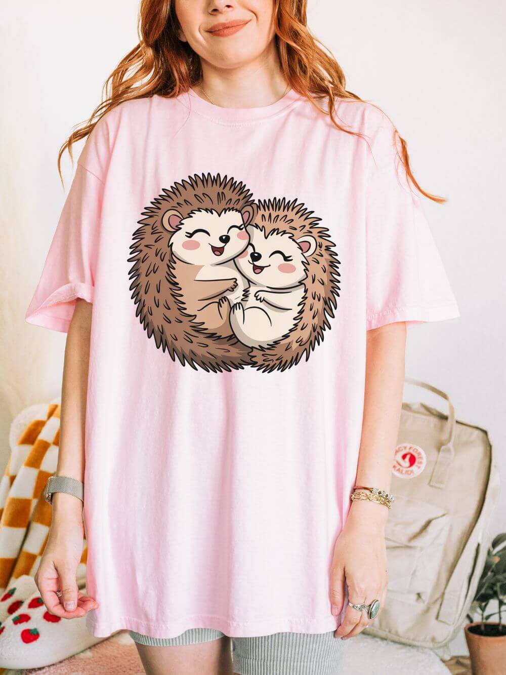 Hedgehog Hug Graphic T-Shirt Unisex Short Sleeve Tee - Sydney So Sweet