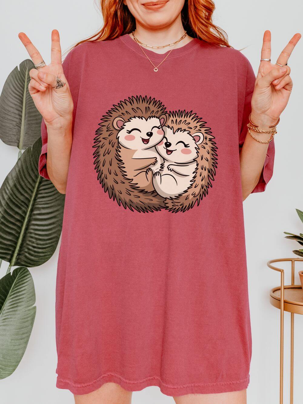 Hedgehog Hug Graphic T-Shirt Unisex Short Sleeve Tee - Sydney So Sweet