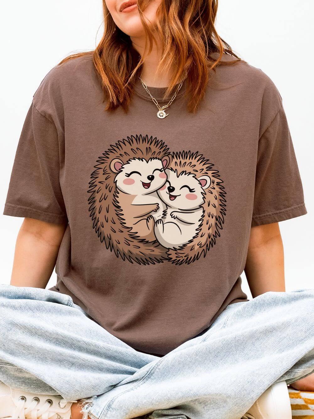 Hedgehog Hug Graphic T-Shirt Unisex Short Sleeve Tee - Sydney So Sweet