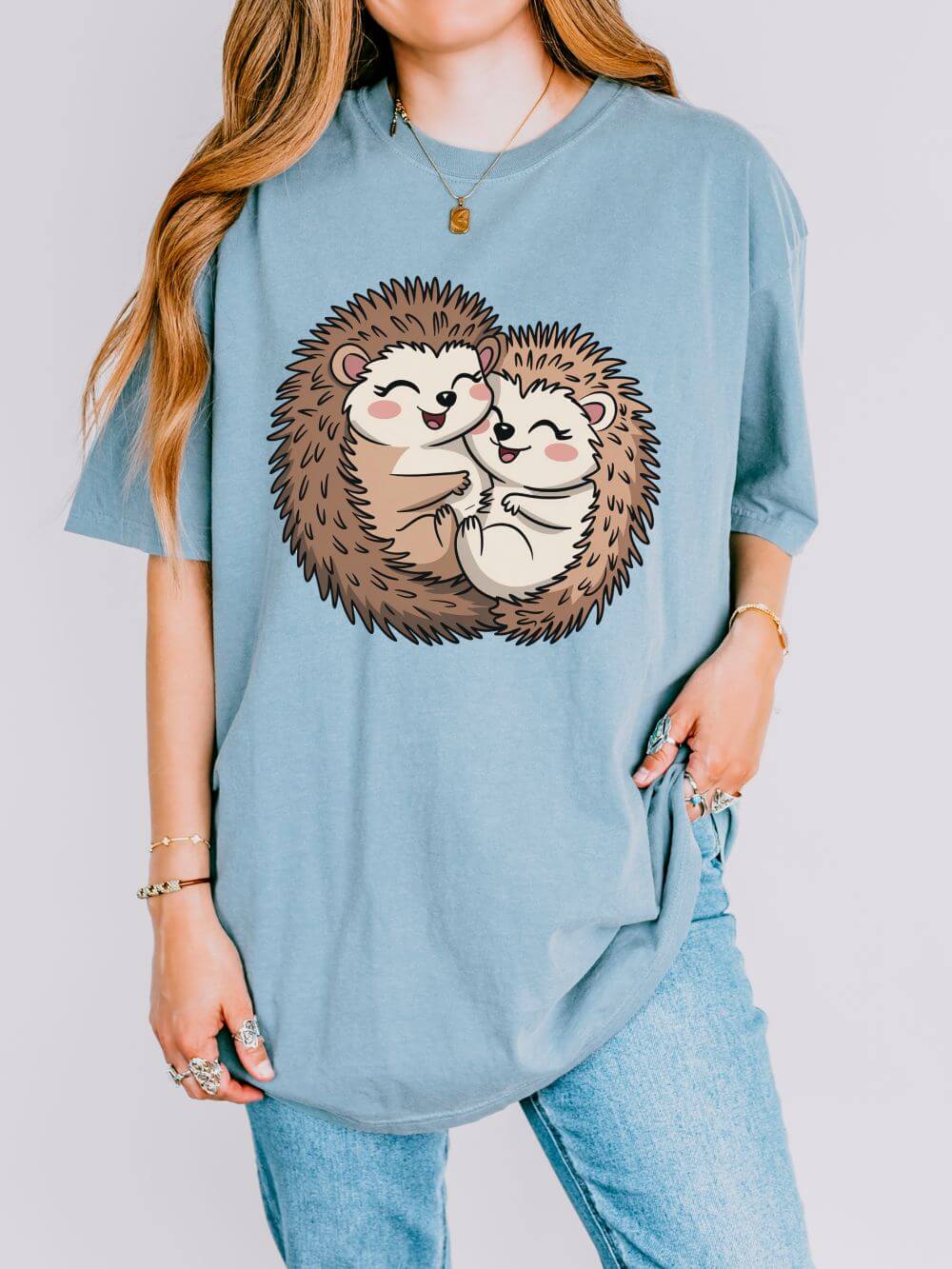 Hedgehog Hug Graphic T-Shirt Unisex Short Sleeve Tee - Sydney So Sweet