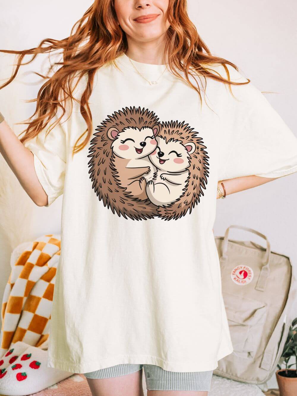 Hedgehog Hug Graphic T-Shirt Unisex Short Sleeve Tee - Sydney So Sweet