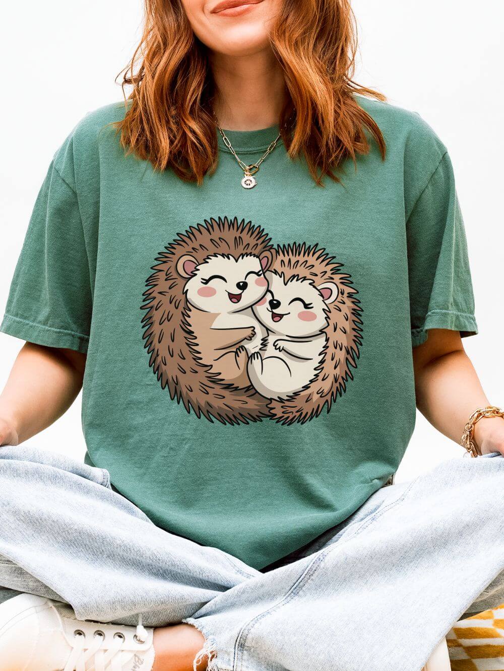 Hedgehog Hug Graphic T-Shirt Unisex Short Sleeve Tee - Sydney So Sweet