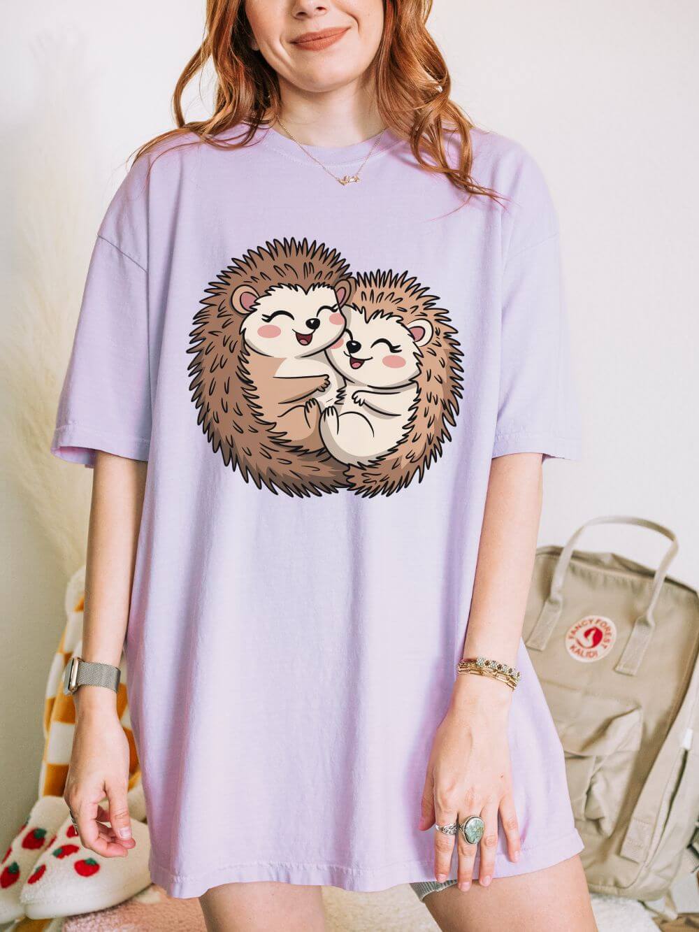 Hedgehog Hug Graphic T-Shirt Unisex Short Sleeve Tee - Sydney So Sweet