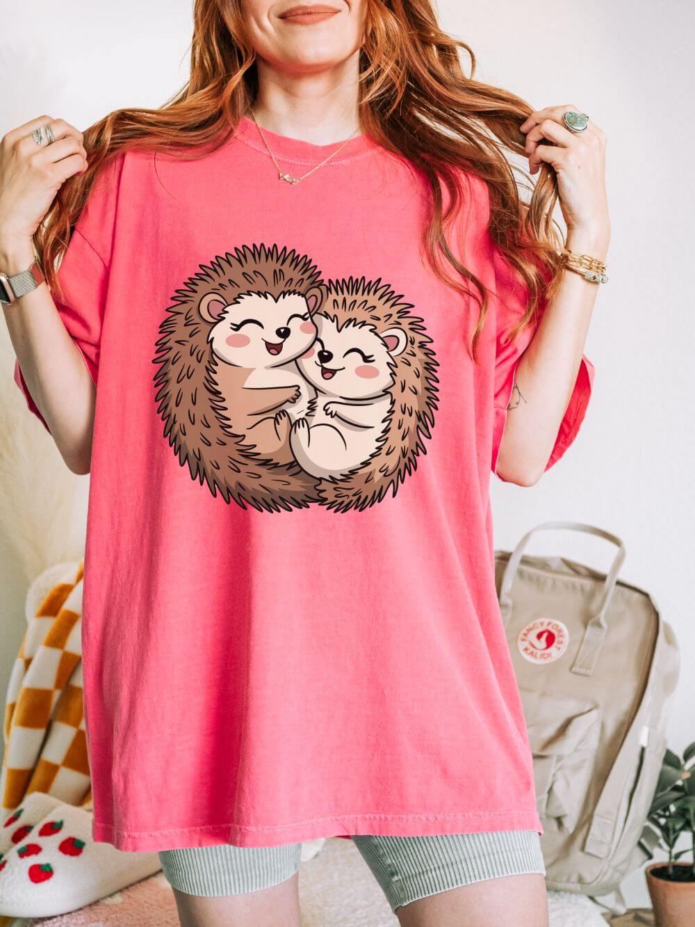 Hedgehog Hug Graphic T-Shirt Unisex Short Sleeve Tee - Sydney So Sweet