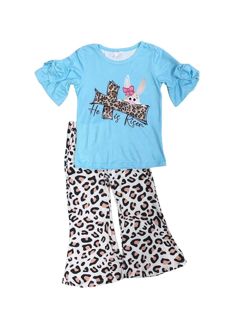 He is Risen Cross & Bunny Cheetah Girls Flare Pants Outfit